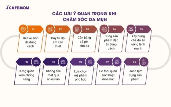 Có một số lưu ý mà bạn cần phải quan tâm khi chăm sóc da mụn