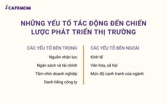 Những yếu tố tác động đến chiến lược phát triển thị trường