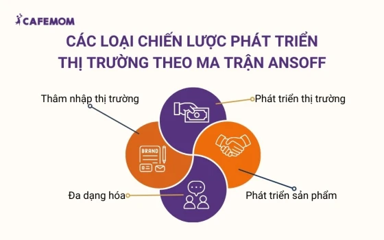 Các loại chiến lược phát triển thị trường theo ma trận Ansoff